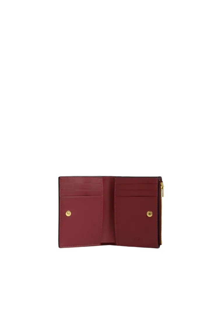 ( AS IS ) Coach Bifold Wallet With Country Floral Print In Deep Berry Multi CM853