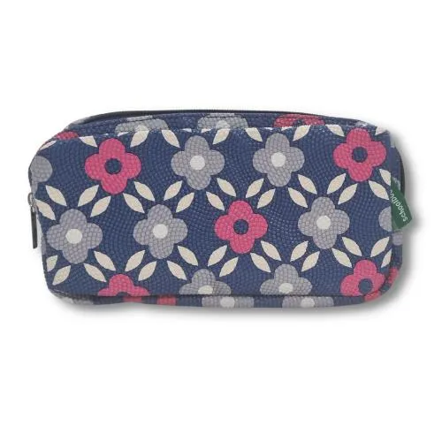 ■ Schoolbooks.ie - Triple Pencil Case - Bead Flower Navy