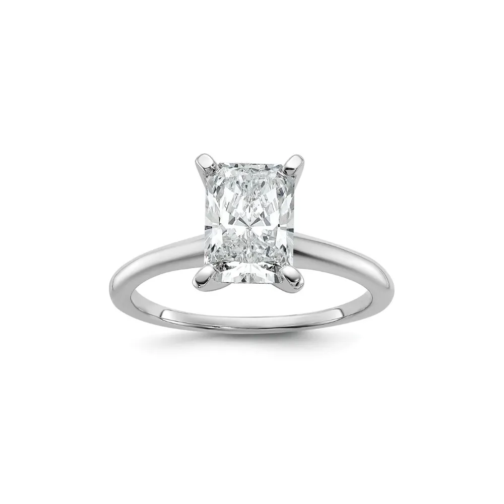 1 3/4 Carat Radiant Lab Grown Diamond Solitaire Engagement Ring in White Gold