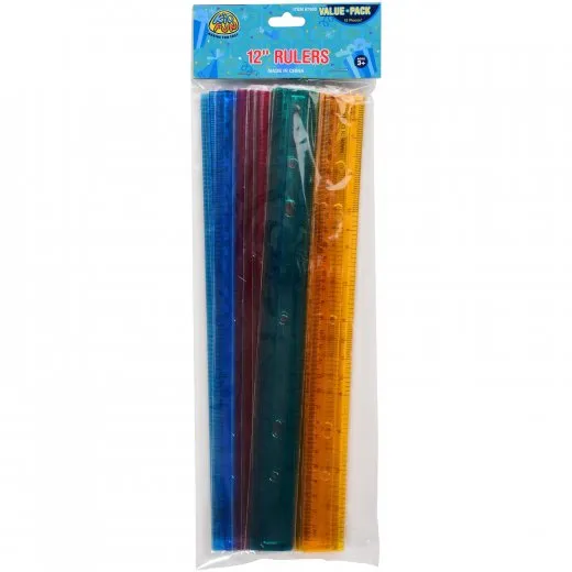 12 Inch Metric & Inches Rulers Kids Stationery (1 dozen)