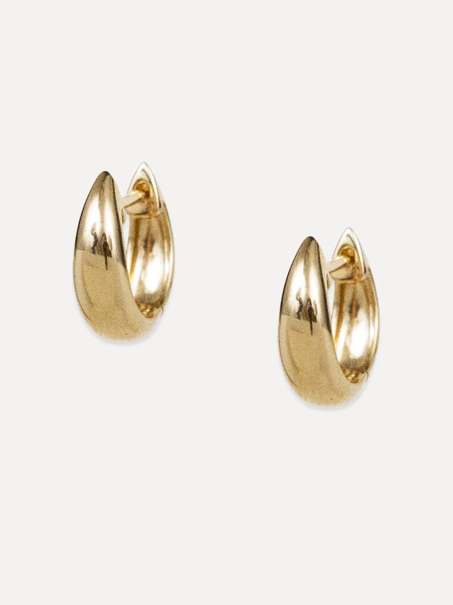 14K Gold Dome Claw Huggies