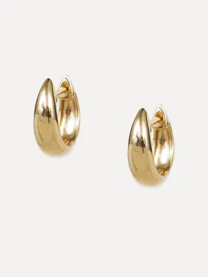 14K Gold Dome Claw Huggies