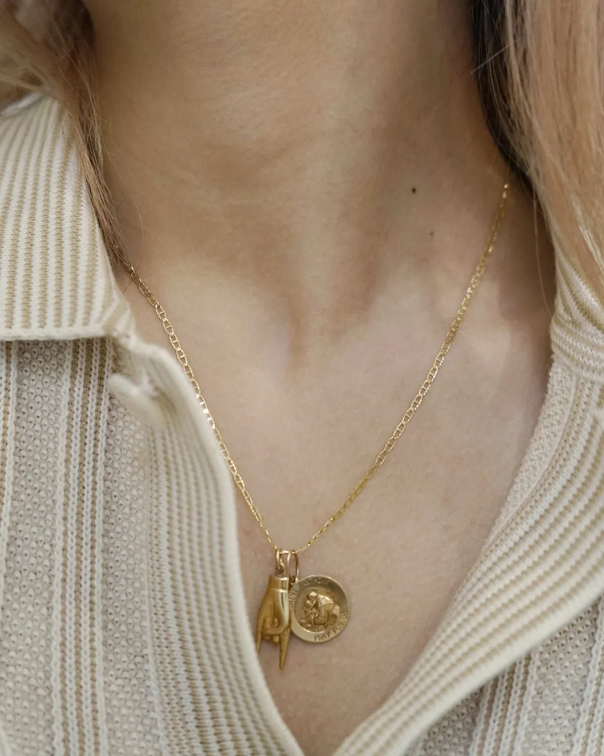 14K Gold Hand Sign Charm