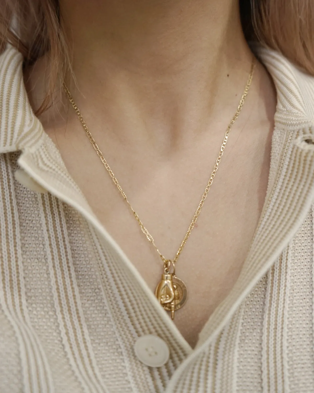 14K Gold Hand Sign Charm
