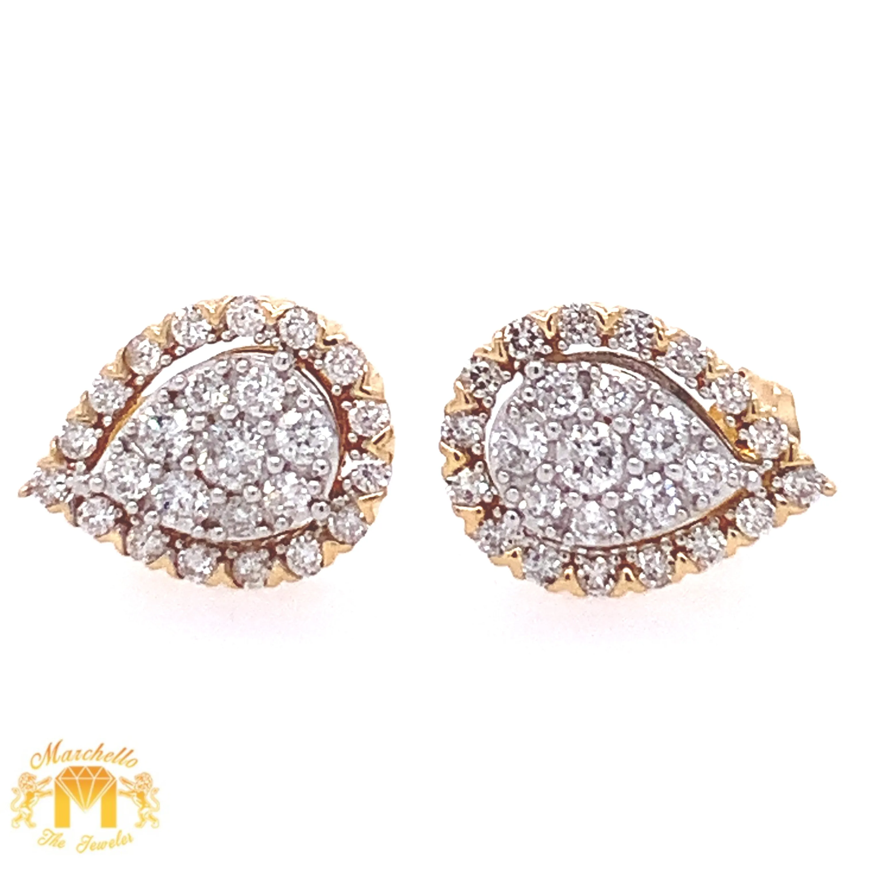 14k Gold Pear-shaped Diamond Earrings