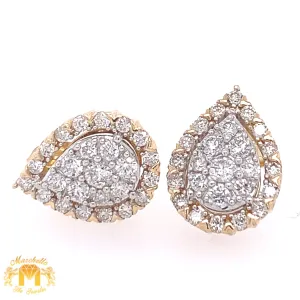 14k Gold Pear-shaped Diamond Earrings