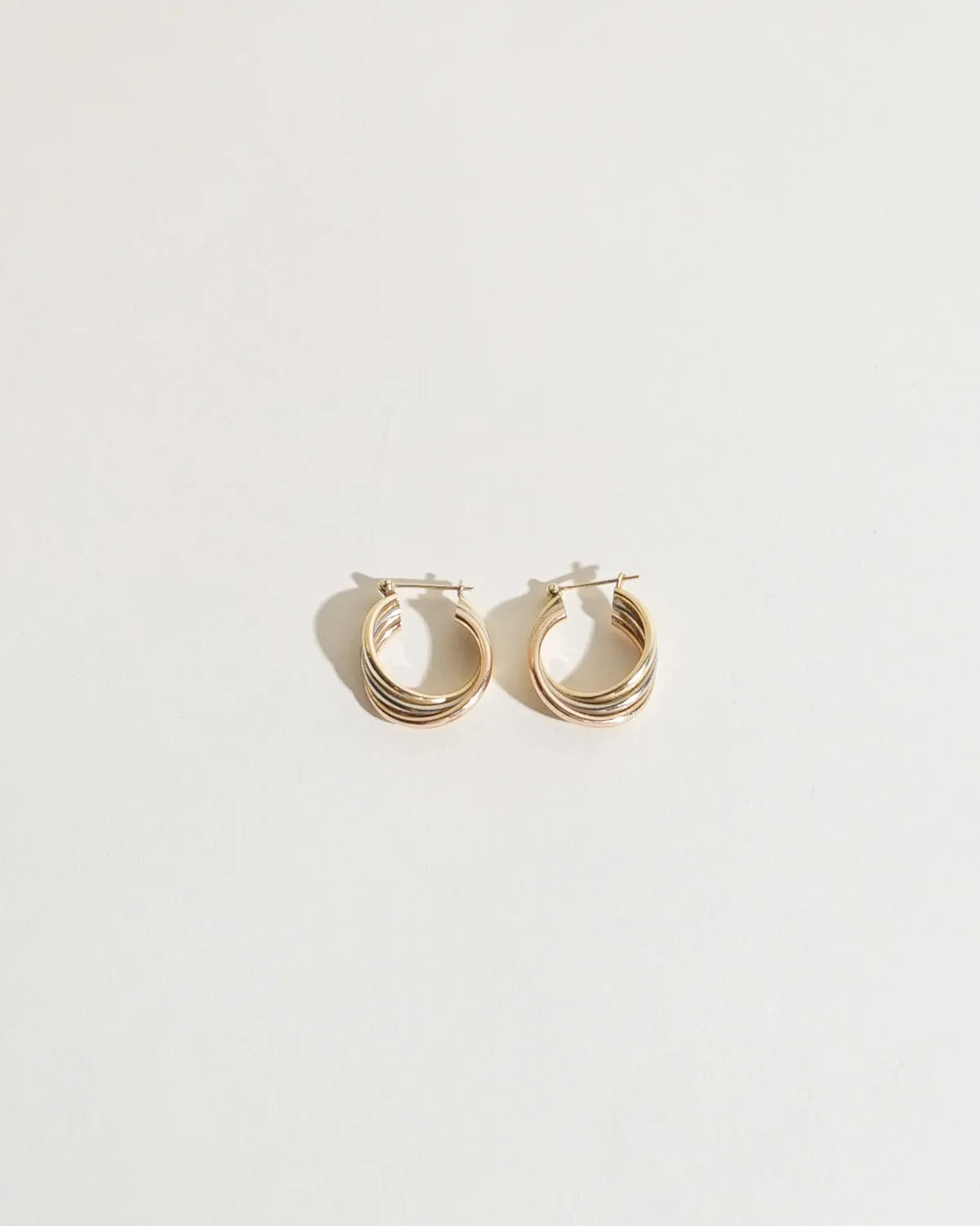 14k Gold Three Colors Hoops