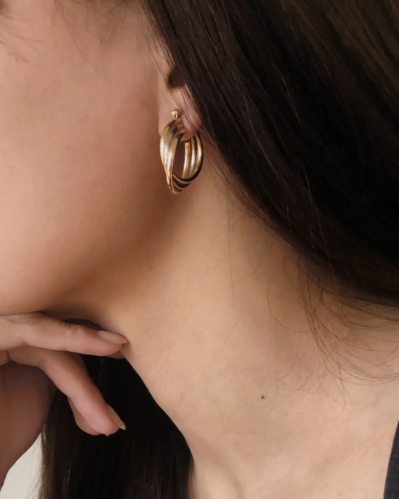 14k Gold Three Colors Hoops