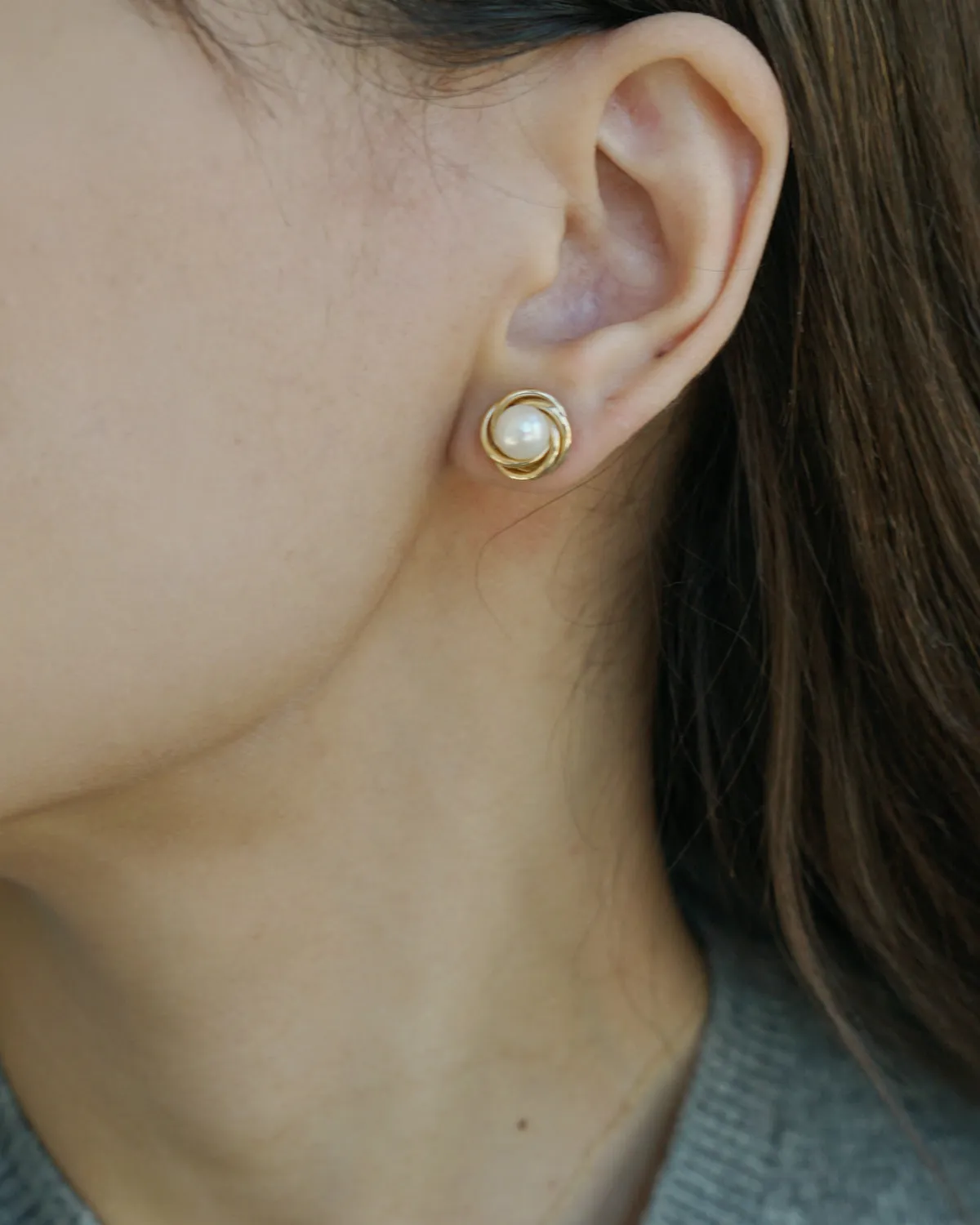 14k Gold Two-way Earrings w/ Pearl