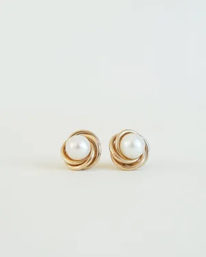 14k Gold Two-way Earrings w/ Pearl