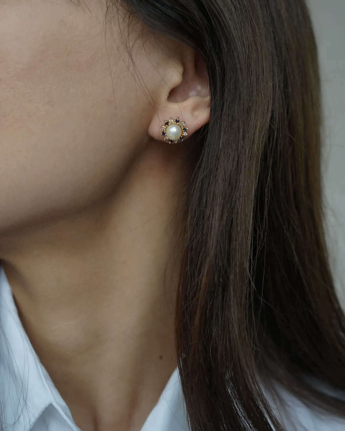 14k Gold x Sapphire / Pearl / Dia Earrings