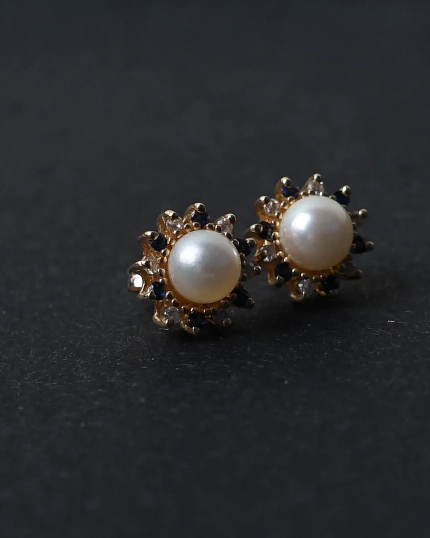 14k Gold x Sapphire / Pearl / Dia Earrings