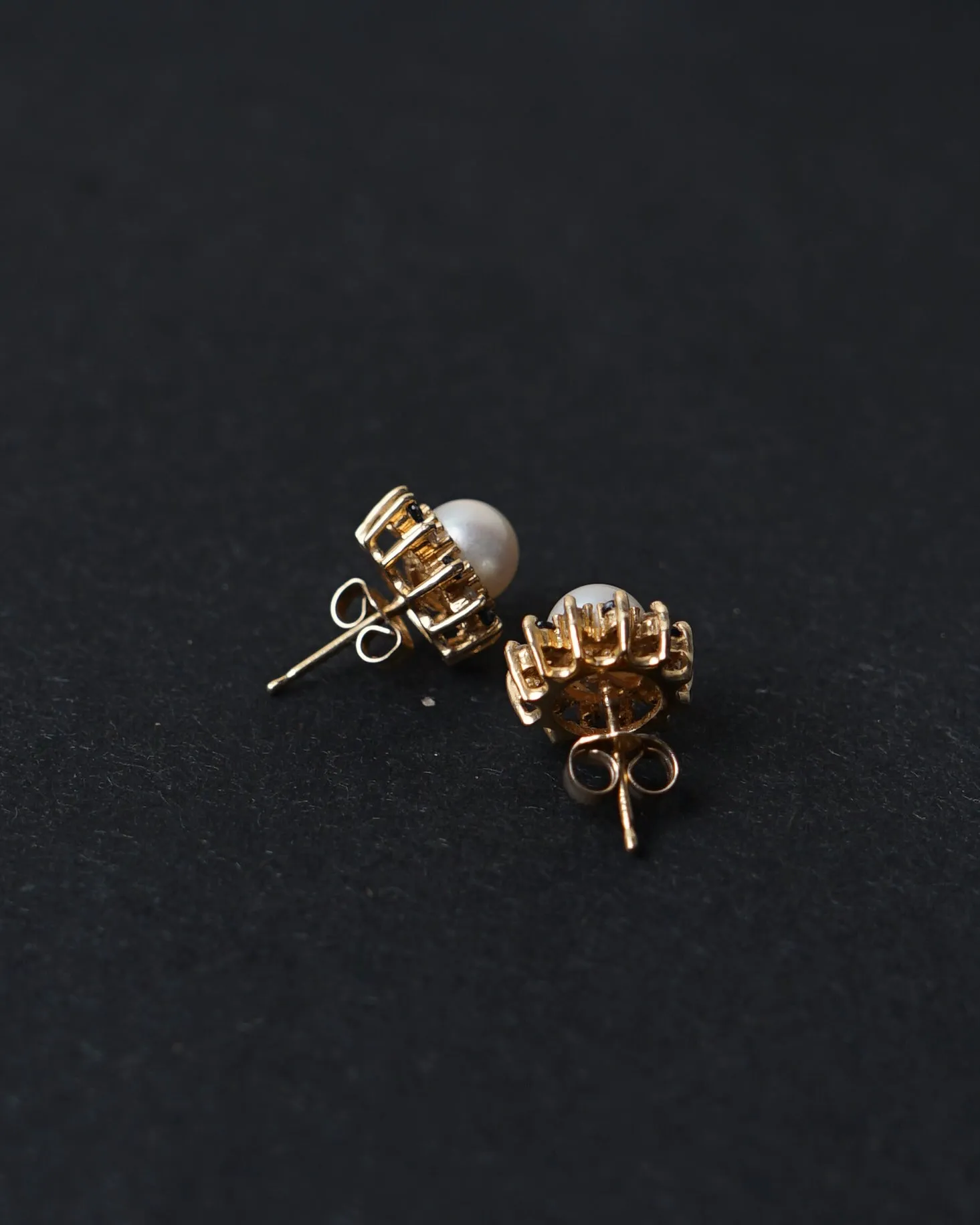 14k Gold x Sapphire / Pearl / Dia Earrings