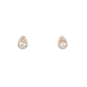14k Rose Gold Pear Shaped Pave Diamond Earrings (I6491)
