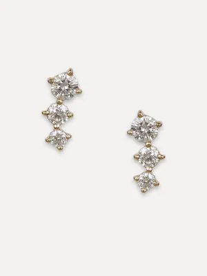 14K Triple Diamond Studs
