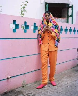 1980s SILK PANT- SUIT BY DANA BUCHMAN