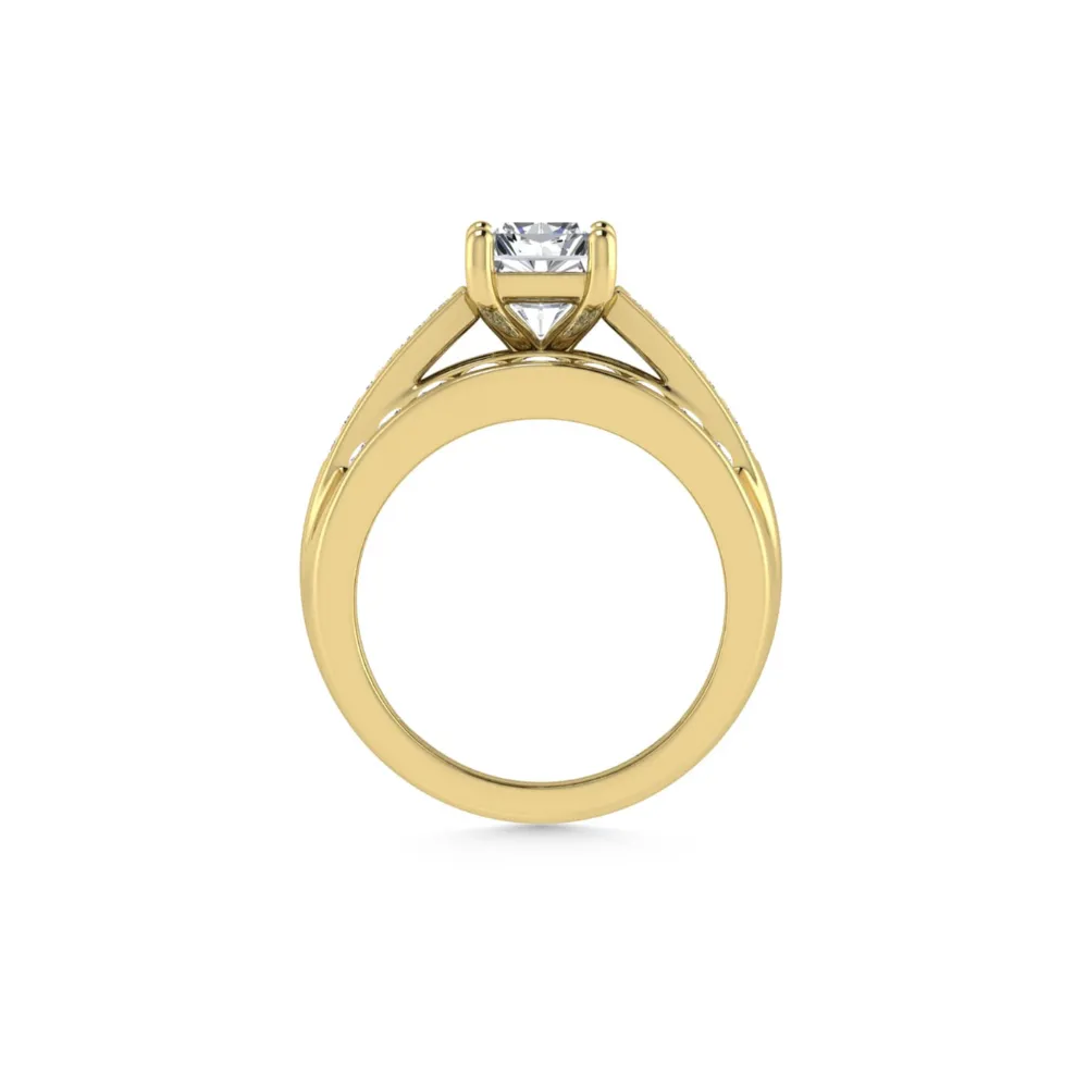 2 7/8 Ctw Radiant Lab Grown Diamond Engagement Ring in Yellow Gold