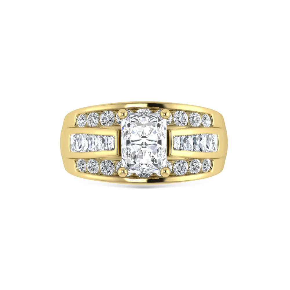 2 7/8 Ctw Radiant Lab Grown Diamond Engagement Ring in Yellow Gold