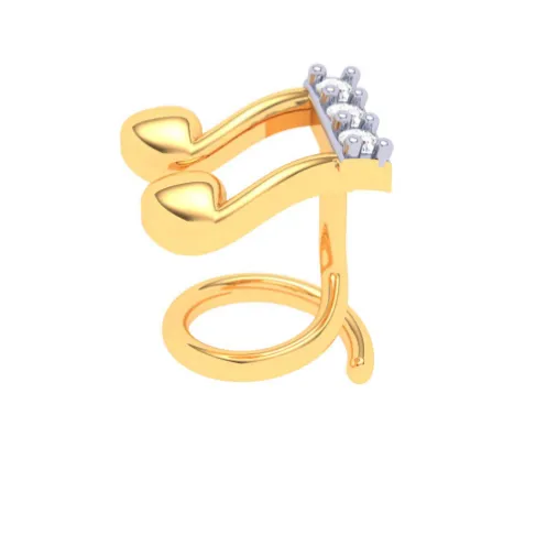 22KT Musical Note Gold Nosepin With Three Stones From Online Exclusive Collection