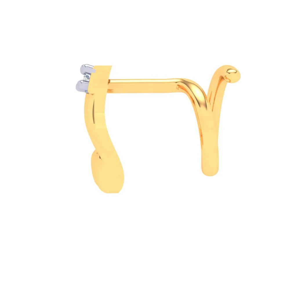 22KT Musical Note Gold Nosepin With Three Stones From Online Exclusive Collection