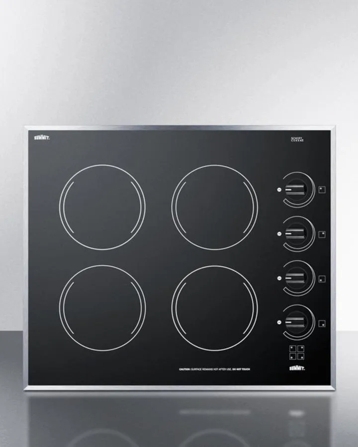 24" Wide 230v 4-burner Radiant Cooktop - (CR424BL)
