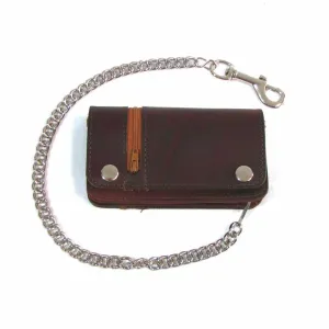 6" Side Zipper Brown Wallet w/ Chain