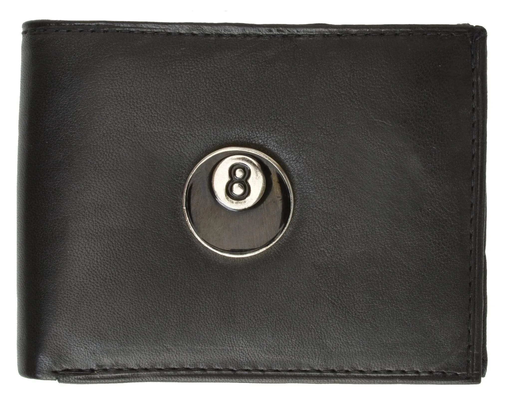 8 Ball Design Mens Genuine Leather Bifold Wallet 1146-7