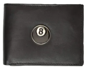 8 Ball Design Mens Genuine Leather Bifold Wallet 1146-7