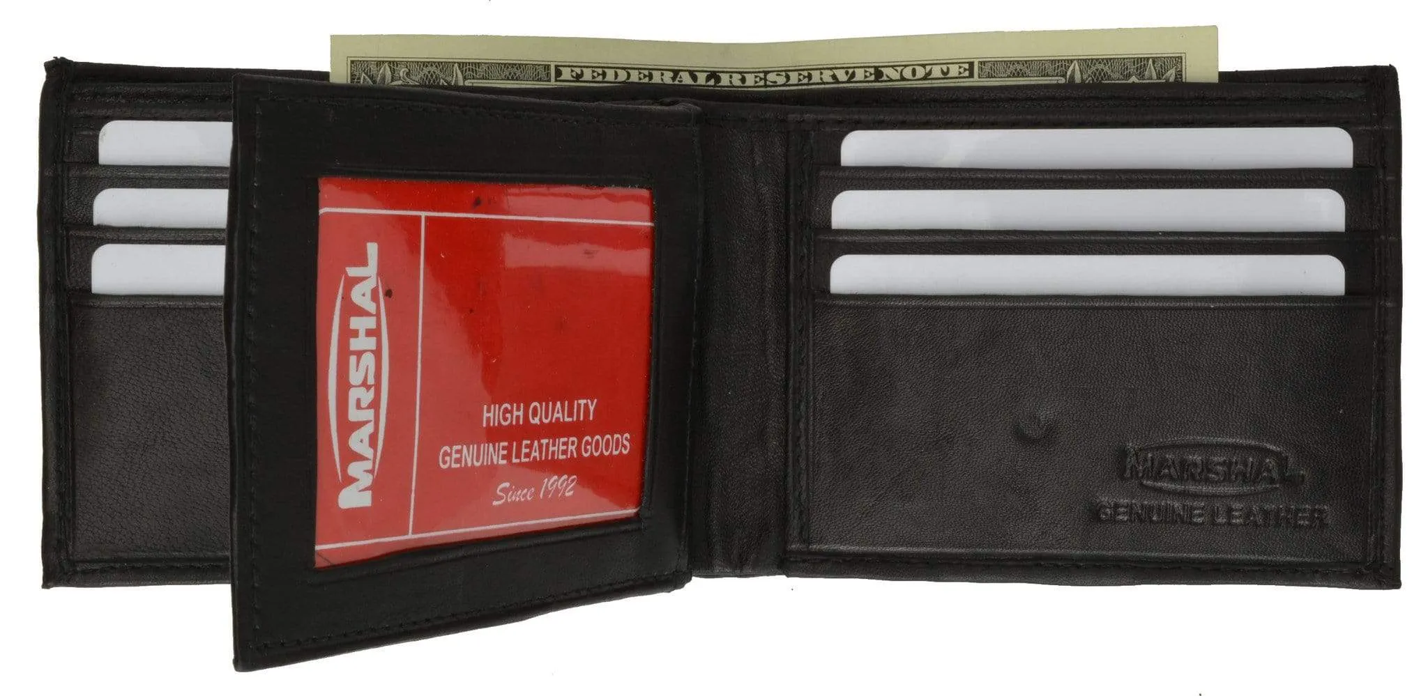 8 Ball Design Mens Genuine Leather Bifold Wallet 1146-7
