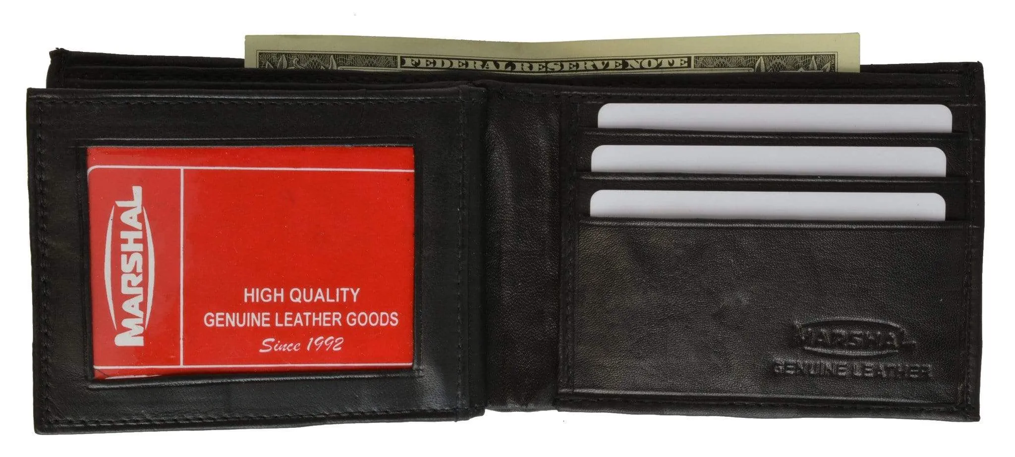 8 Ball Design Mens Genuine Leather Bifold Wallet 1146-7
