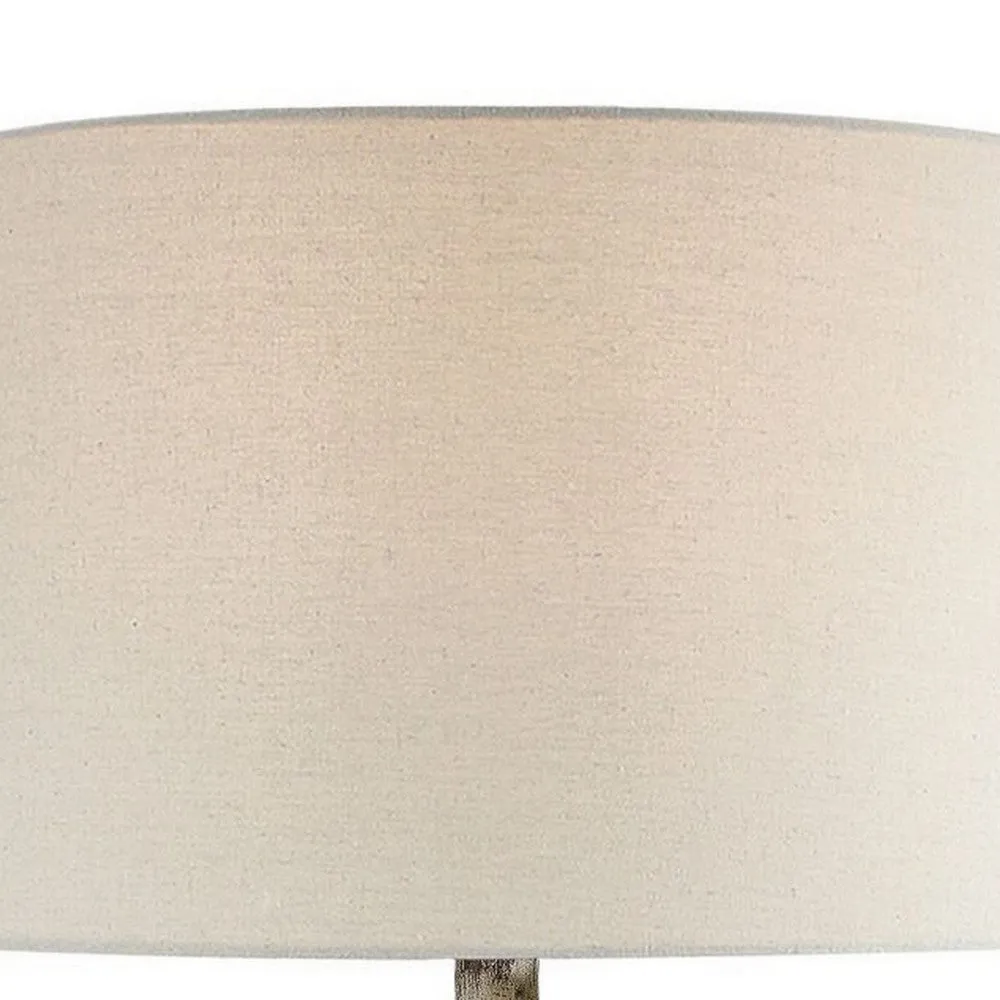 Alin 29 Inch Hydrocal Table Lamp, Drum Shade, Urn Shaped Base, Misty Sky By Casagear Home