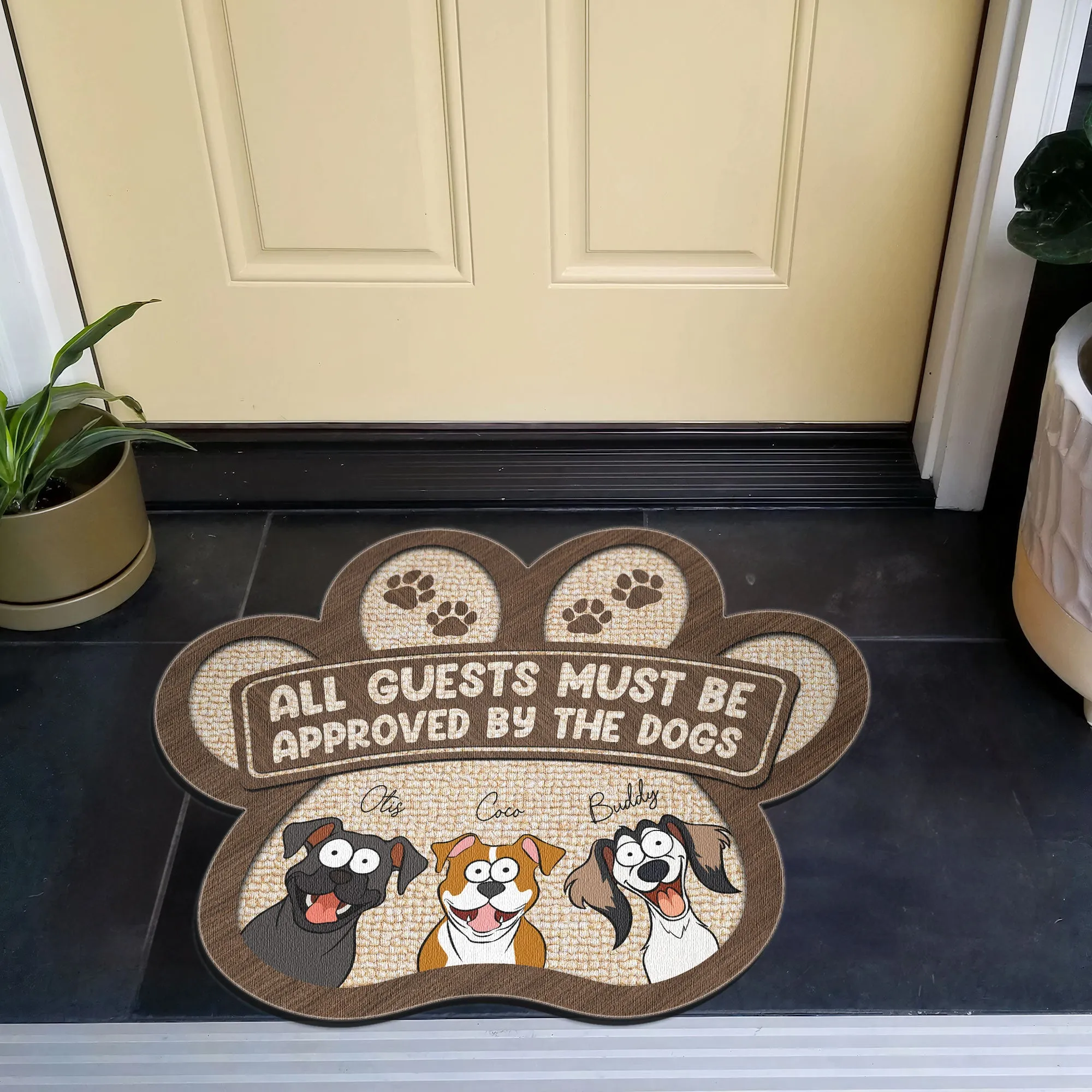 All Guests Must Be Approved By The Dogs - Personalized Custom Shaped Doormat