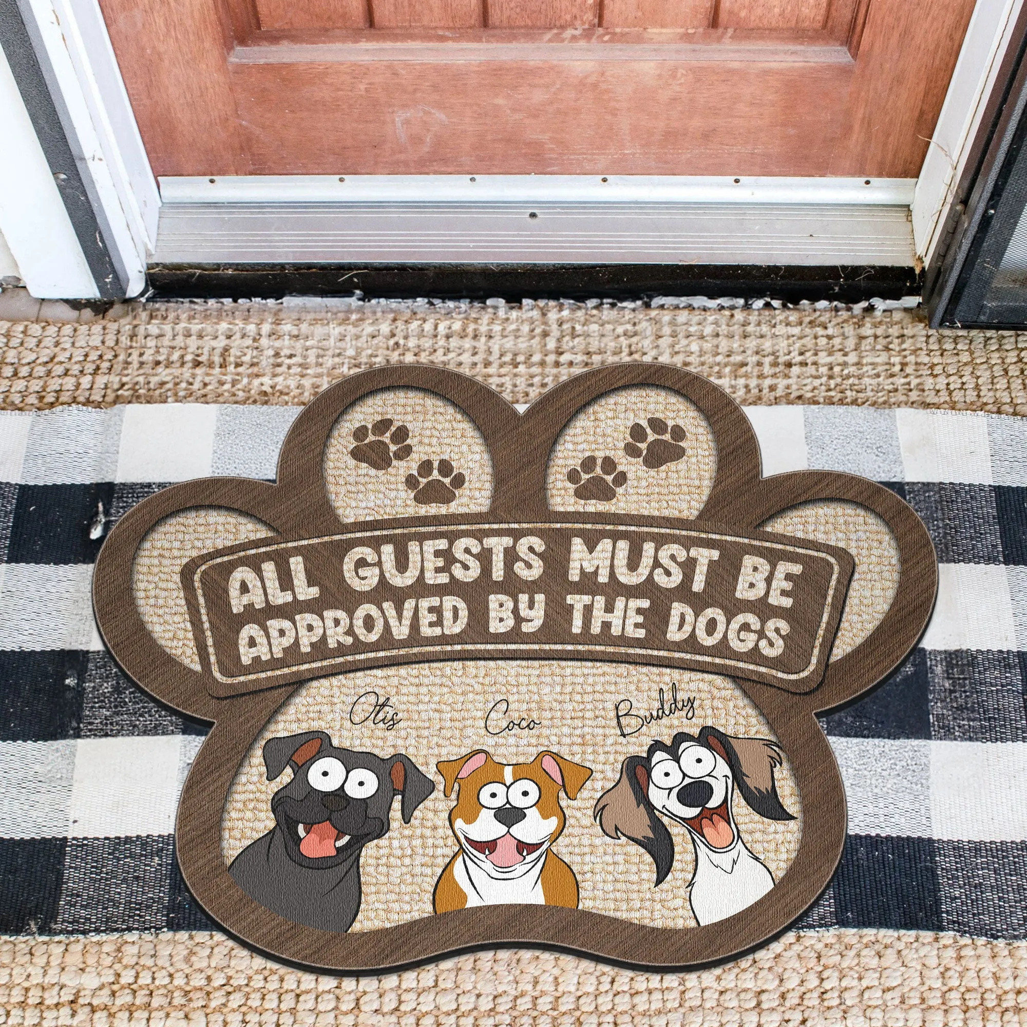 All Guests Must Be Approved By The Dogs - Personalized Custom Shaped Doormat
