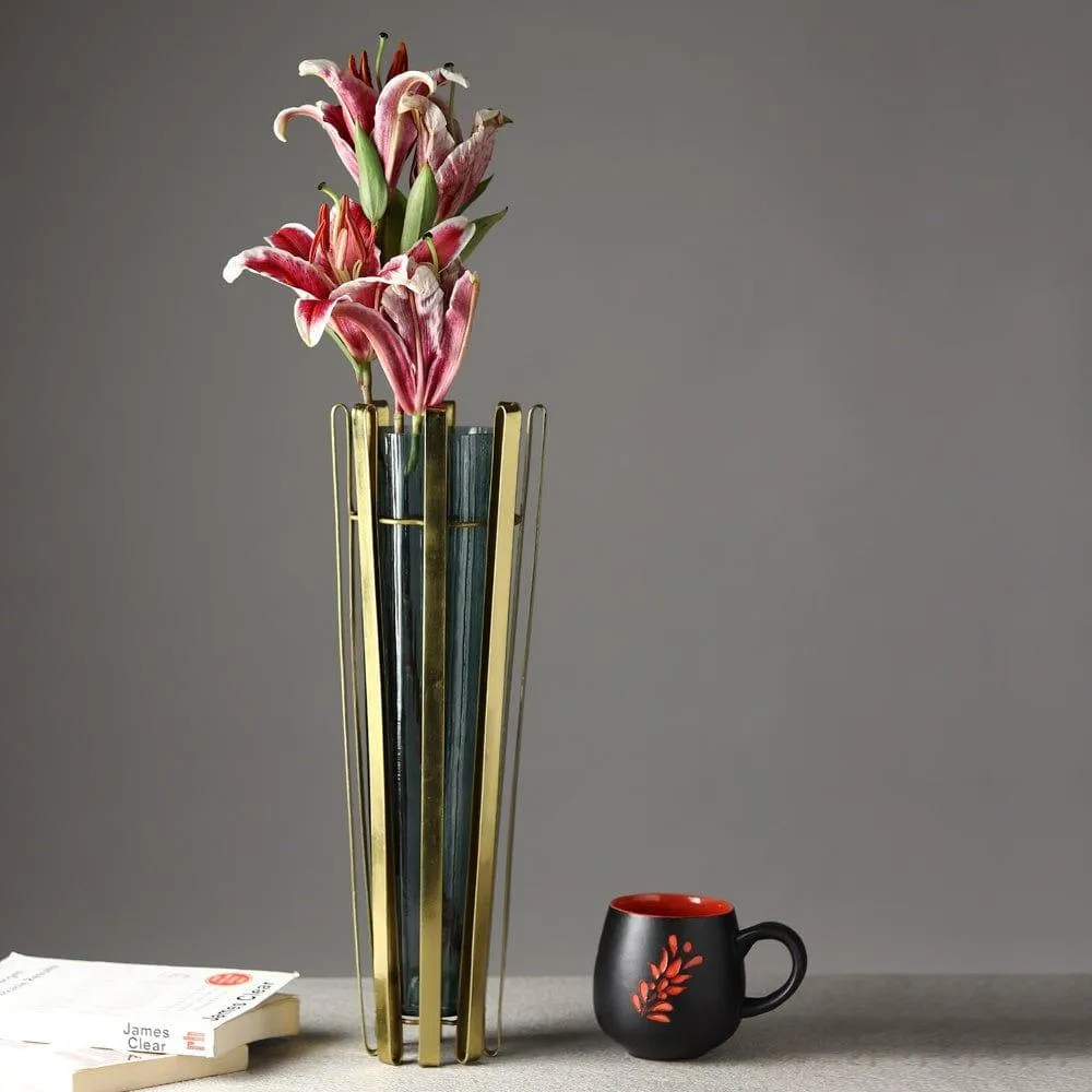 Allure  Radiant Metal Hue Vase Green