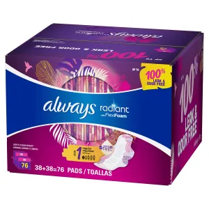 Always Radiant Pads Size 1 Regular Absorbency Scented (76 ct.)