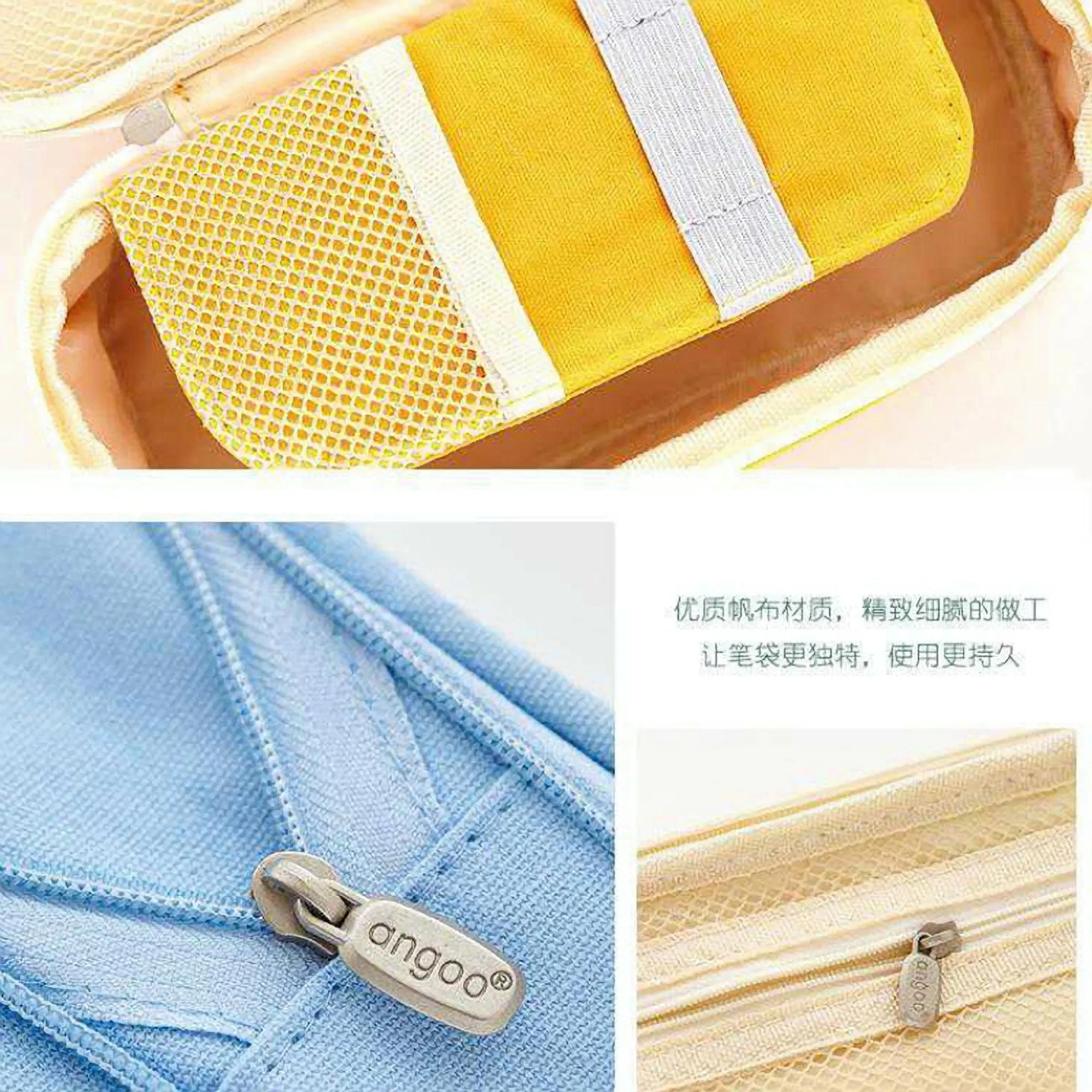 ANGOO MINT GREEN Expandable Canvas Pen Case Pencil Case Expandable Case Storage Case