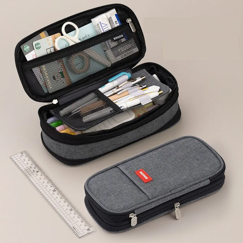 ANGOO MINT GREEN Expandable Canvas Pen Case Pencil Case Expandable Case Storage Case