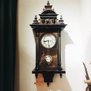 Antique Carved Horsehead Wooden Wall Pendulum Clock