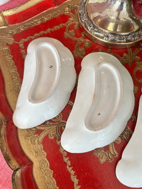 Antique/Vintage Fish Bone Dishes, John Edwards Harvest Floral Pattern, Porcelain, Set of 4