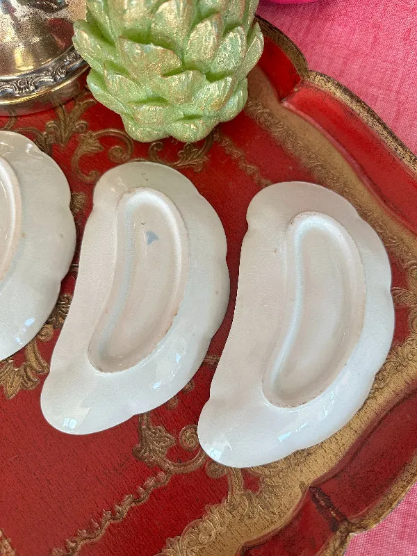 Antique/Vintage Fish Bone Dishes, John Edwards Harvest Floral Pattern, Porcelain, Set of 4