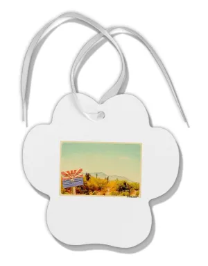 Arizona Scene Watercolor Paw Print Shaped Ornament