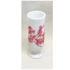 Avon Milk Glass Demitasse Red Toile Mug - Set of 2