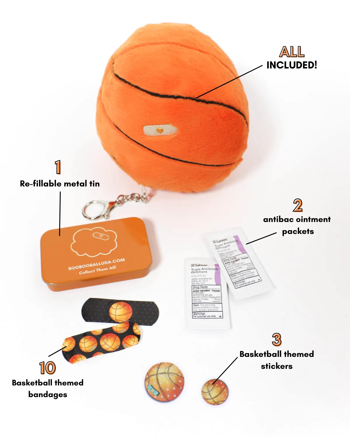 Basketball Keychain - Sports Keychain & First-Aid Kit | BOO BOO BALL™