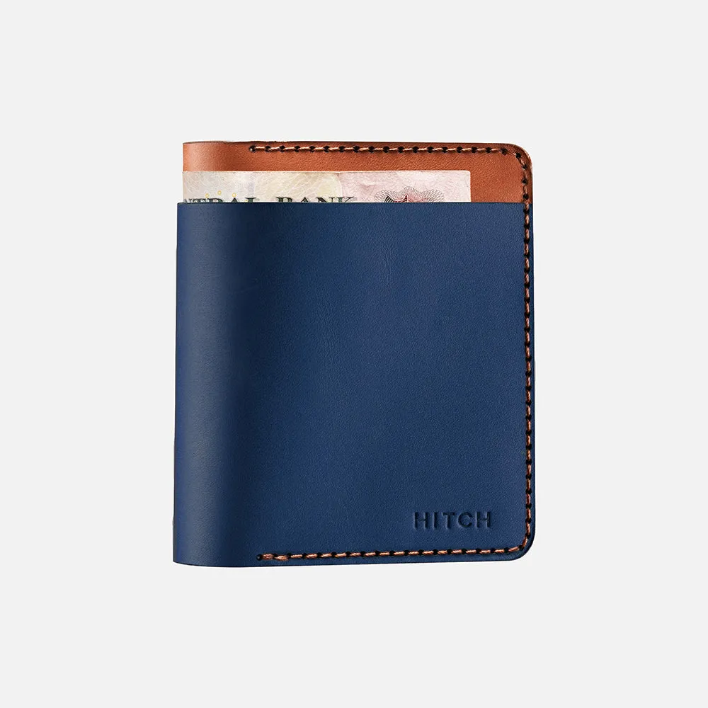 Bifold Wallet (Upgraded) - Handmade Natural Genuine Leather - Havan/Navy