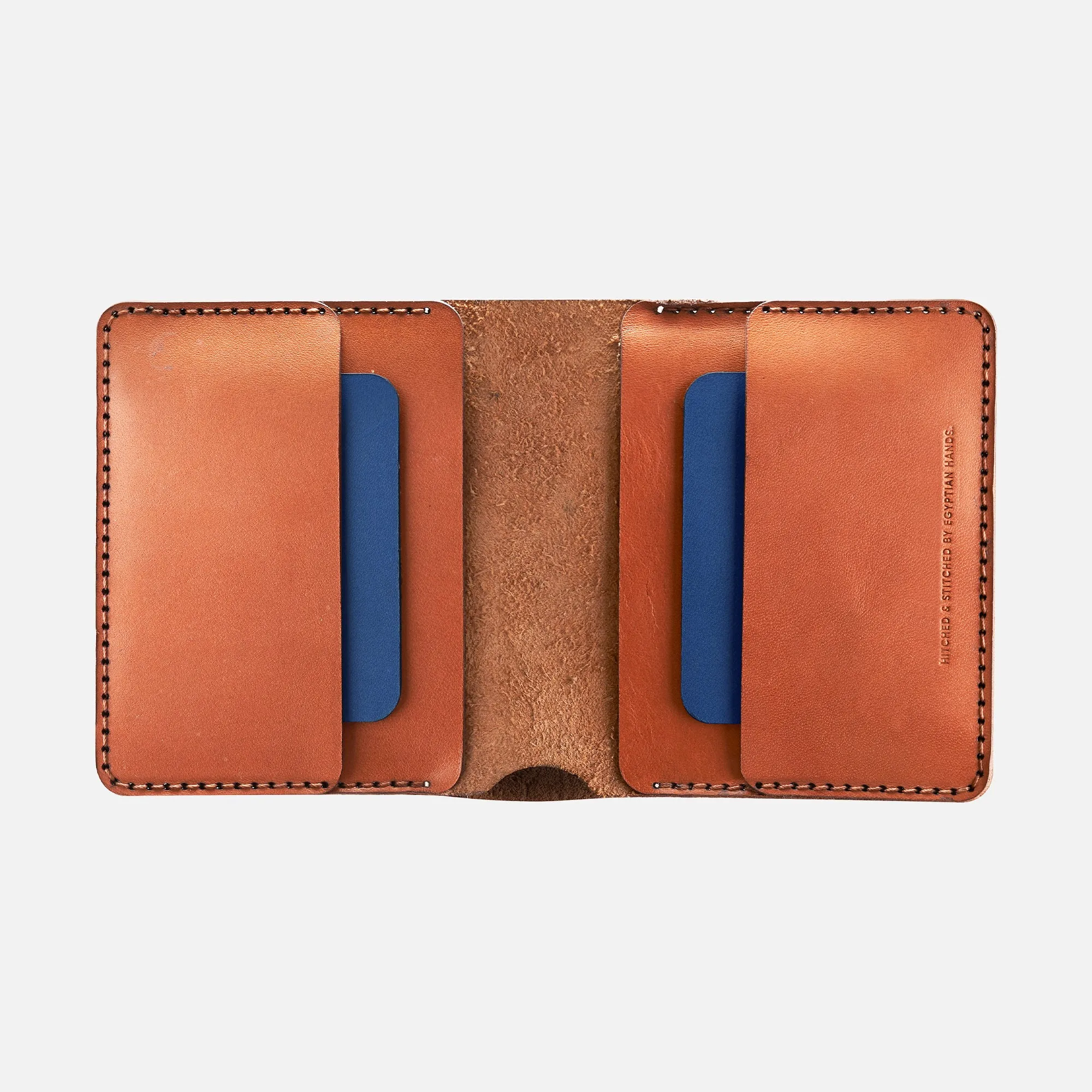 Bifold Wallet (Upgraded) - Handmade Natural Genuine Leather - Havan/Navy