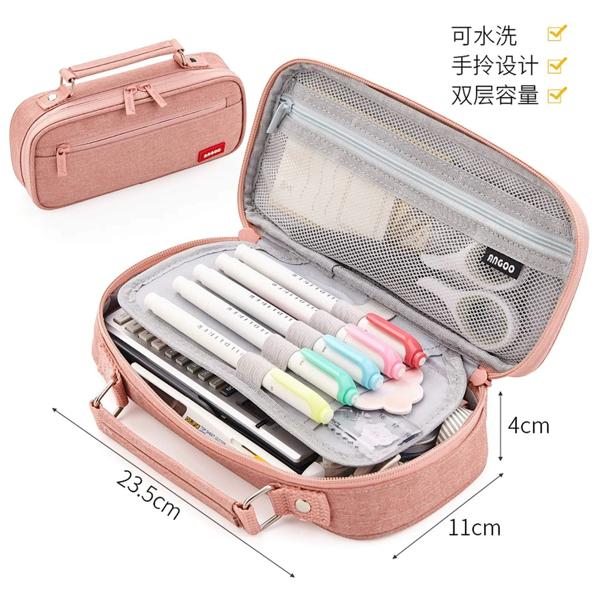 BLACK Extra Large Canvas Pen Case Pencil Case Storage Case Pencil Case Sectional Pen Case