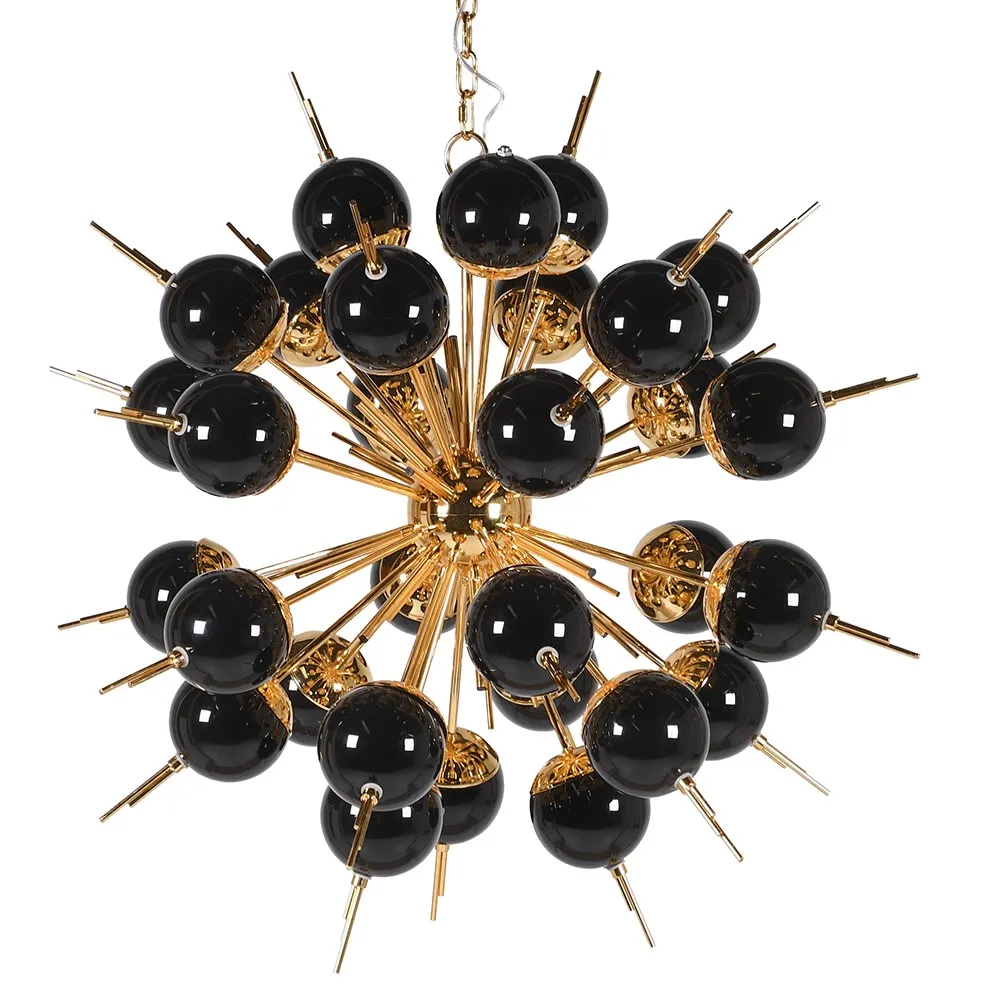 Black Glass 18 Globe Chandelier 85cm