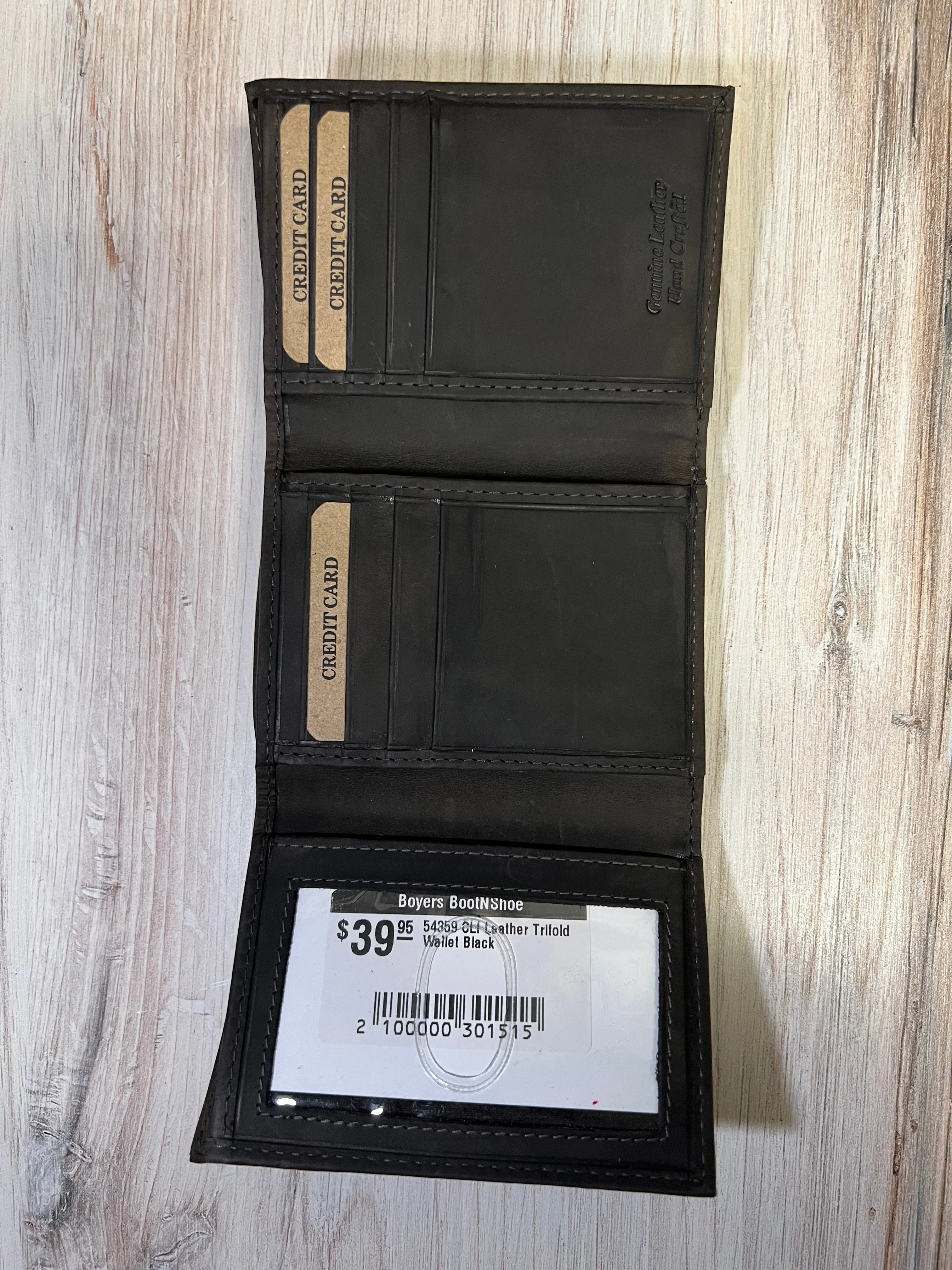 Black or Brown Leather Trifold Wallet 54359