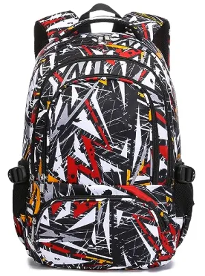 BLUEFAIRY Kids Backpack for Boys Elementary Primary Middle School Book Bags Bookbags Back to School Bags Large Compartment Mochila Escolar para Niños de 8-10 Triangle Black 17”