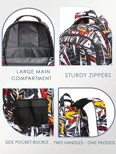 BLUEFAIRY Kids Backpack for Boys Elementary Primary Middle School Book Bags Bookbags Back to School Bags Large Compartment Mochila Escolar para Niños de 8-10 Triangle Black 17”